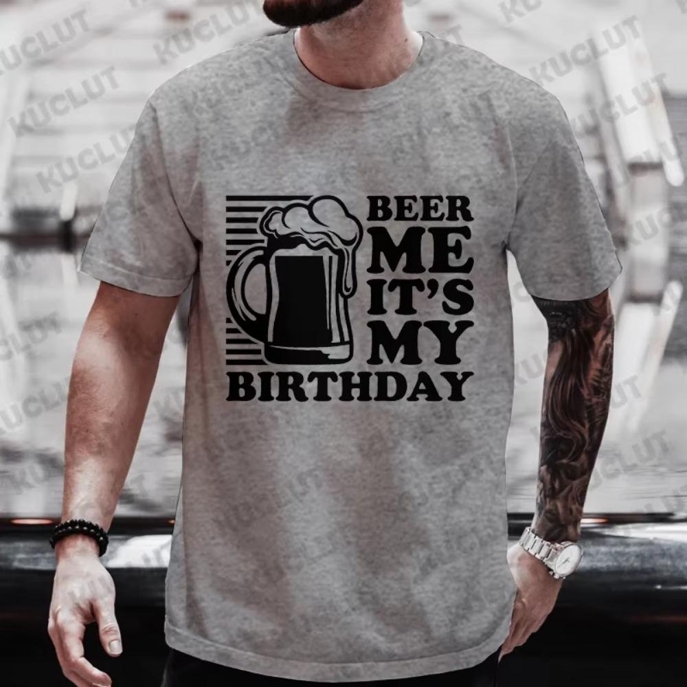 Футболки с надписью «Пивной день» с надписью «Пиво, я, это мой день рождения» Мужские футболки Одежда Y2K Мальчишник Выпивка Команда Парные футболки