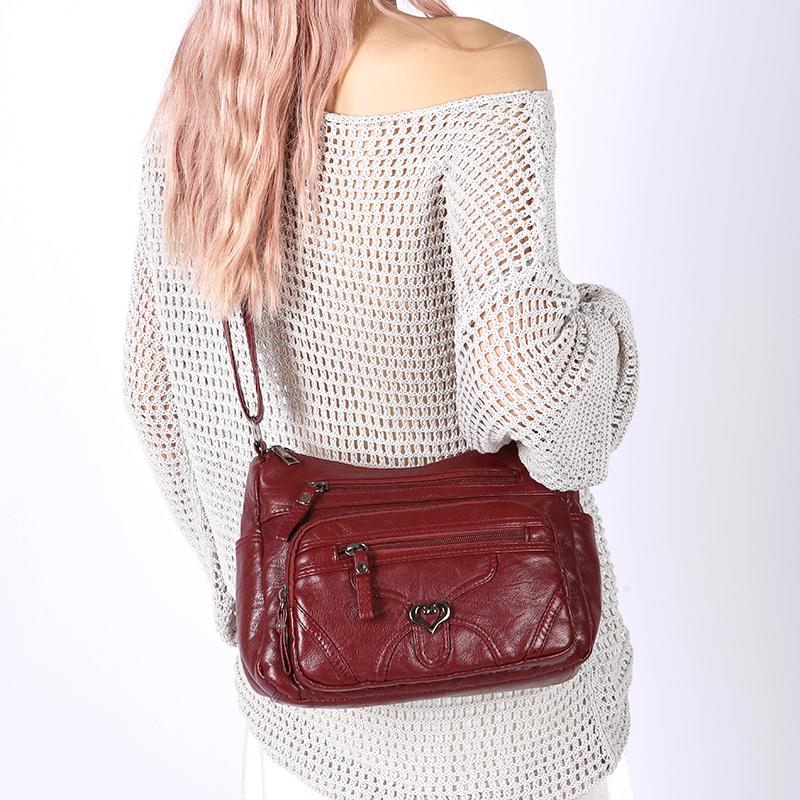 Women Shoulder Bag Large Capacity Multi-Layer Soft Leather Middle-Aged Mother Bag