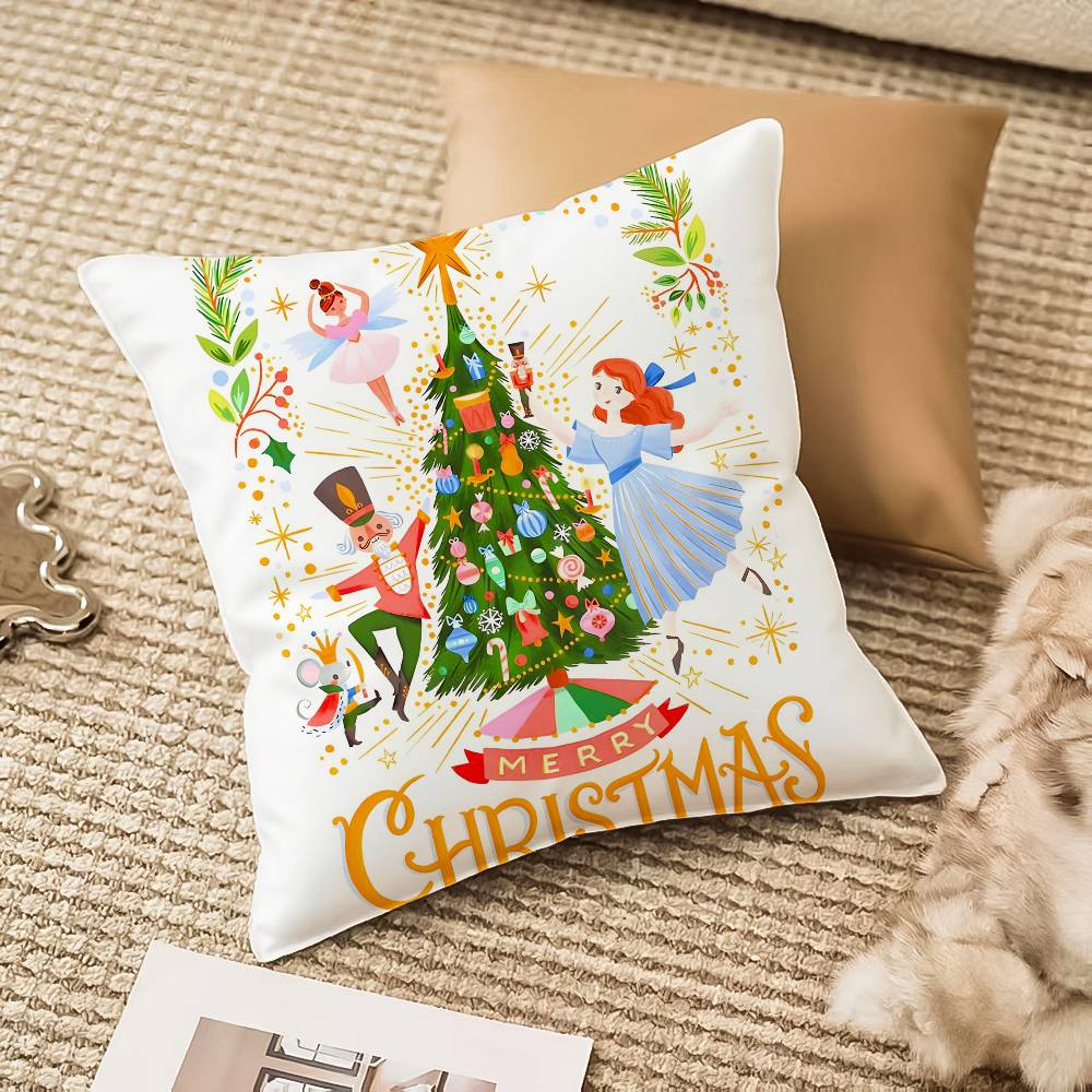 Merry Christmas NNutcracker Pattern Pillow Case Antidustmite Pillowcase Invisible zipper silky plush Sofa