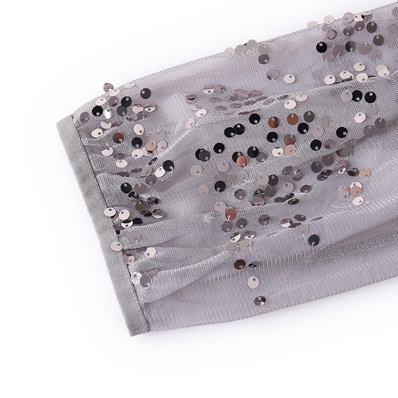 Chic Women's Suit: Mesh Sleeve Top & Wide-Leg Pants Set for Stylish Middle-Aged and Elderly Moms