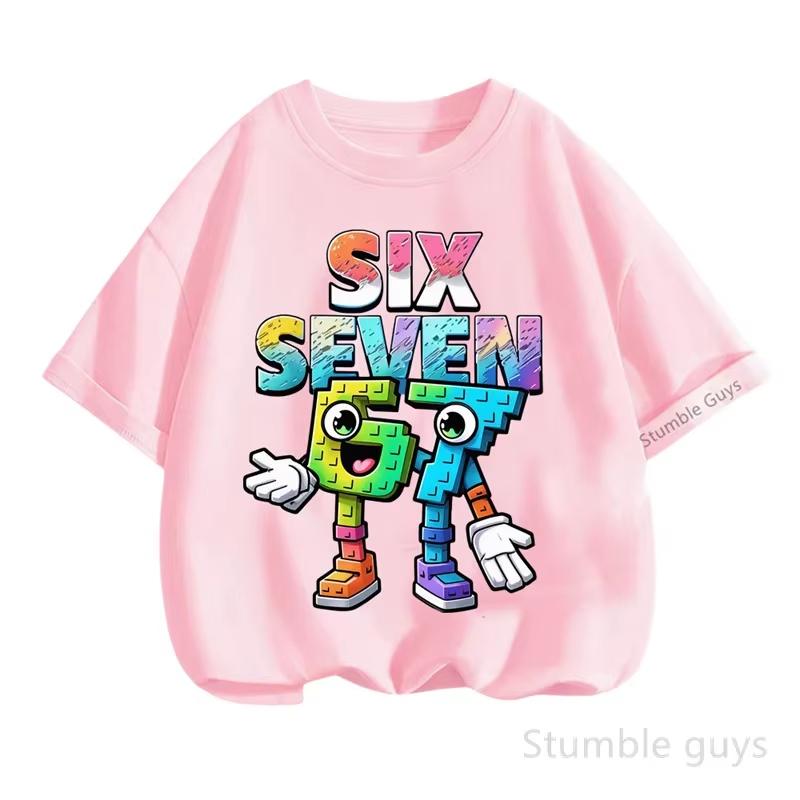 Kids Boys Cartoon Number 67 Graphic TShirt Soft Cotton Crew Neck Tee Casual Summer Wear for Daily Schooldf0010
