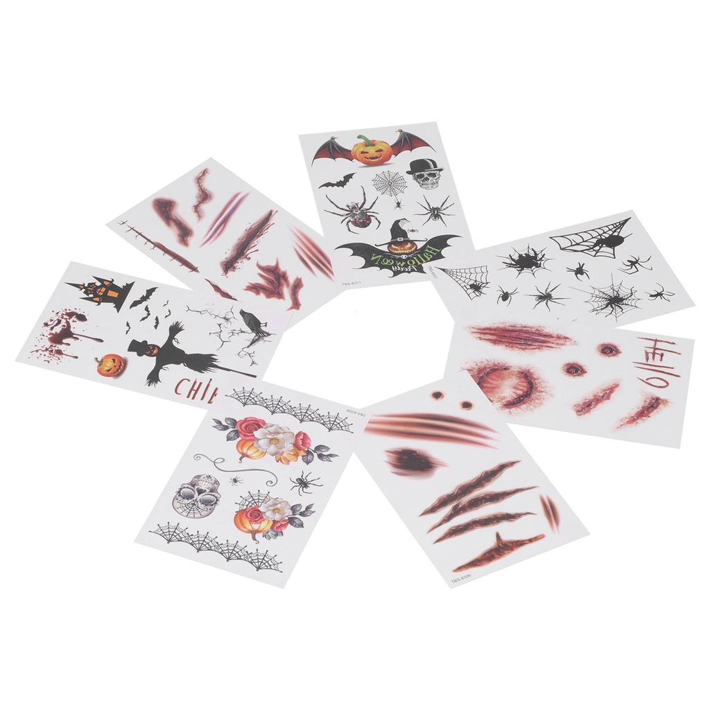 7pcs Fake Scars Tattoo Sticker Temporary Waterproof Zombie Makeup Tattoos for Halloween