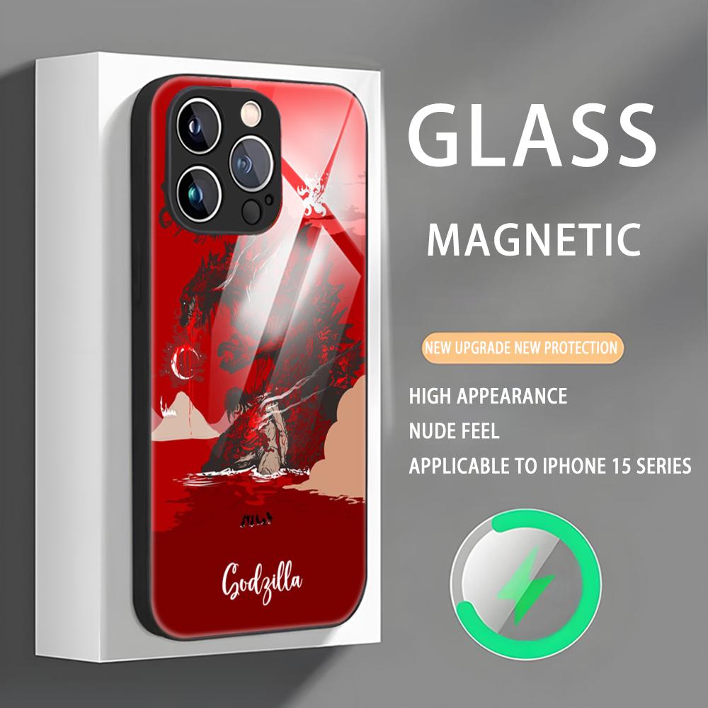 Чехол для телефона с изображением монстров из аниме G-GodzillaS для iPhone 16 15 14 13 12 11 X XR XS 8 Plus Mini Pro Max, стеклянный магнитный чехол для телефона