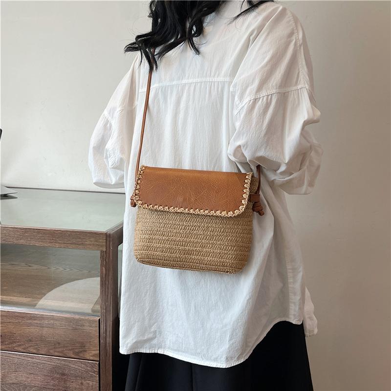 Сумка-мессенджер из бумажной веревки, плетеная вручную, для женщин, леди, пляж, маленькая сумка через плечо, сумка для отдыха, кошелек