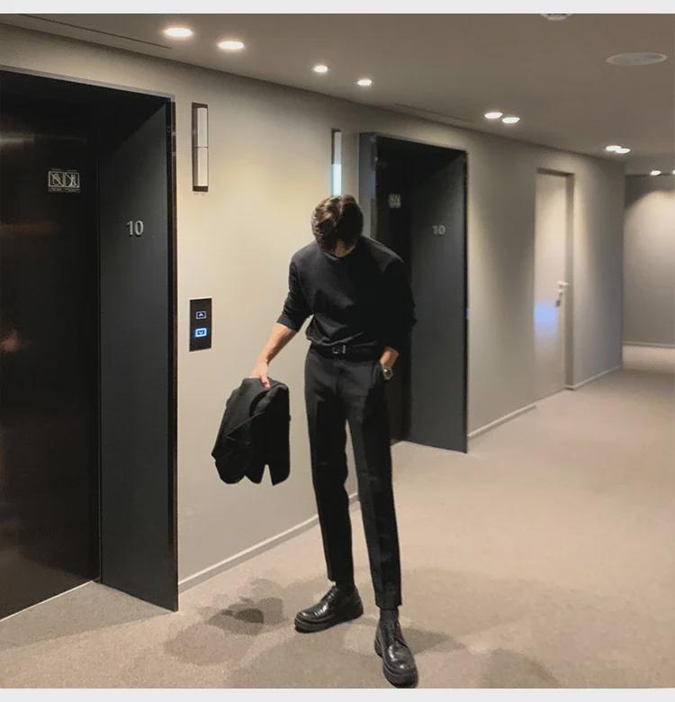 Men's Loose Fit Half Turtleneck Sweater: Korean Style, Solid Color, Knit, Long Sleeve, Autumn/Winter Top.