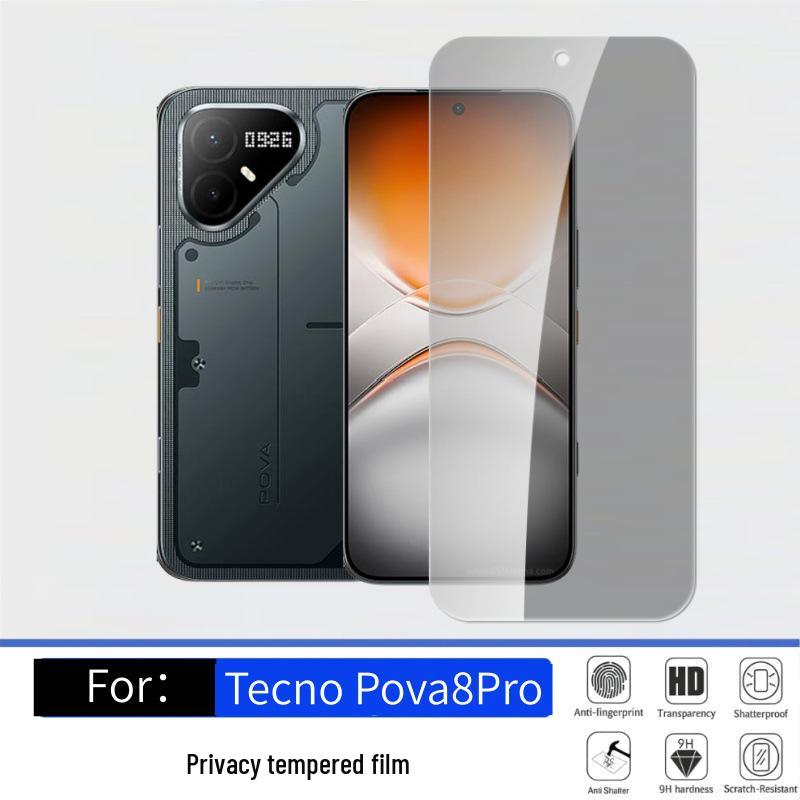 Закаленное стекло Tecno Pova8Pro HD с защитой от подглядывания и встроенной защитой объектива