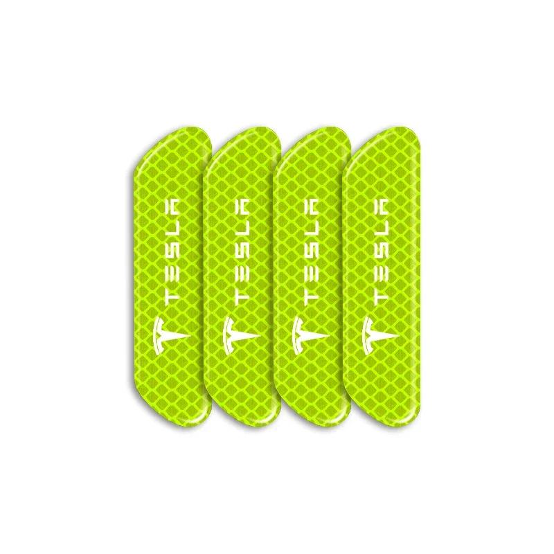 CROLJ1 4PCS Car Door Safety Warning Reflective Mark Sticker Car Sticker for Tesla Model 3 / Y X 2022 2021 Center Console Car Valve Cap
