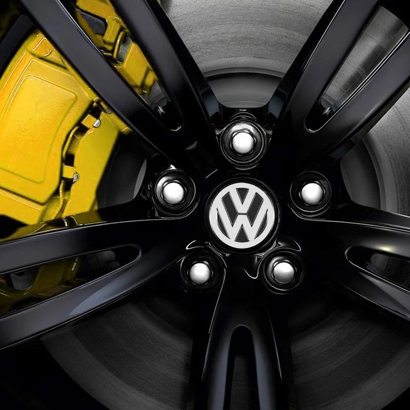 4Pcs 60mm For Volkswagen VW R Golf Tiguan Jetta GTI Bora ID.3 Polo Passat Rline Car Wheel Center Cover Stickers Hub Cap QS2