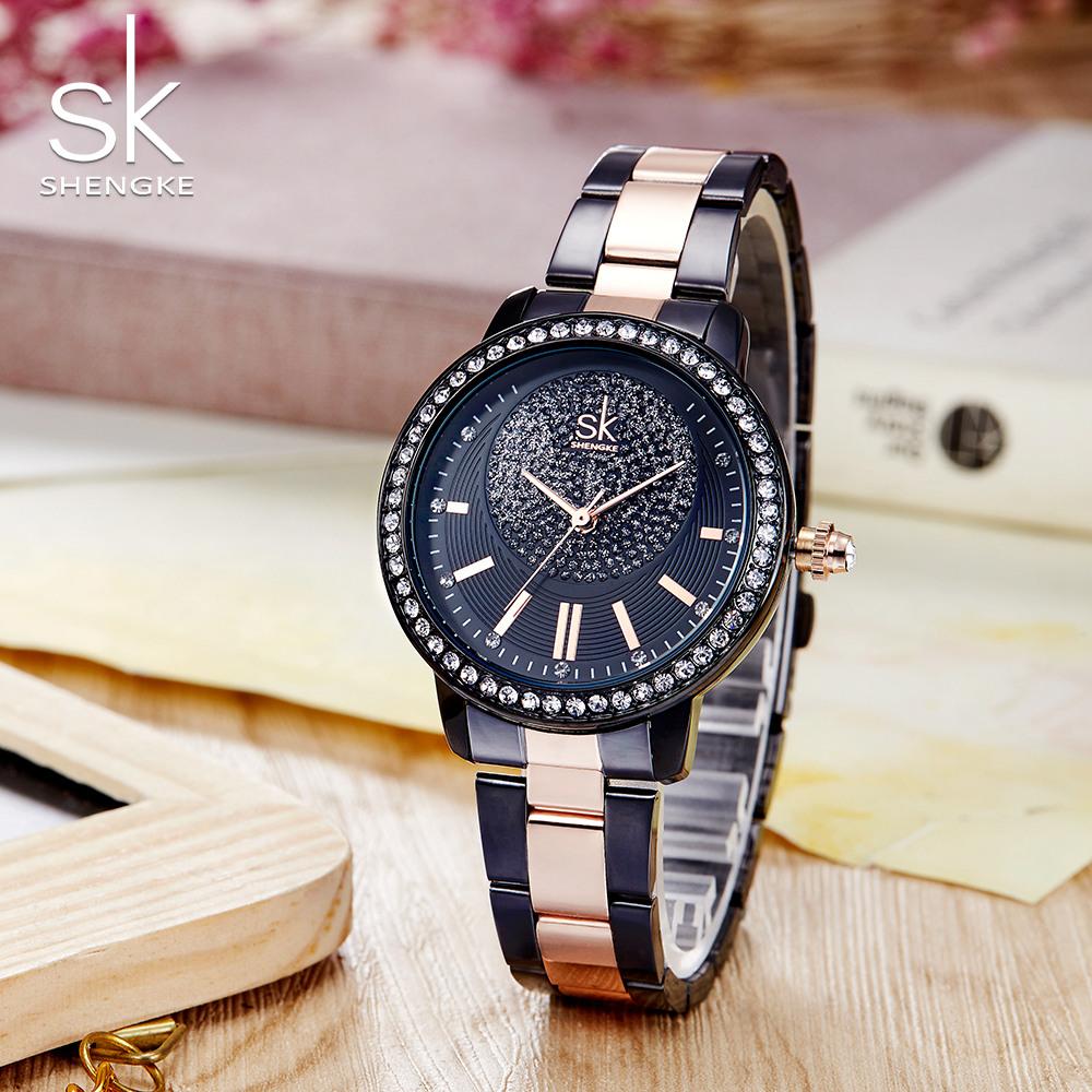 SHENGKE Diamond Women Quartz Watches Ladies Top Brand Crystal Luxury Female Wrist Watch SK Girl Clock Relogio Feminino