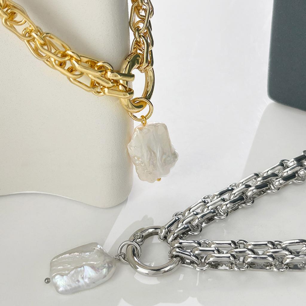 Винтажное барочное колье, вдохновленное прошлым, с геометрическими квадратными пресноводными жемчужинами и дизайном цепочки-чокера. Аксессуар.