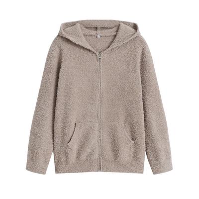 Японский стиль Muji: Теплый пушистый домашний костюм: Женская пижама с капюшоном и мужская пижама-кардиган с теплыми пижамными штанами.
