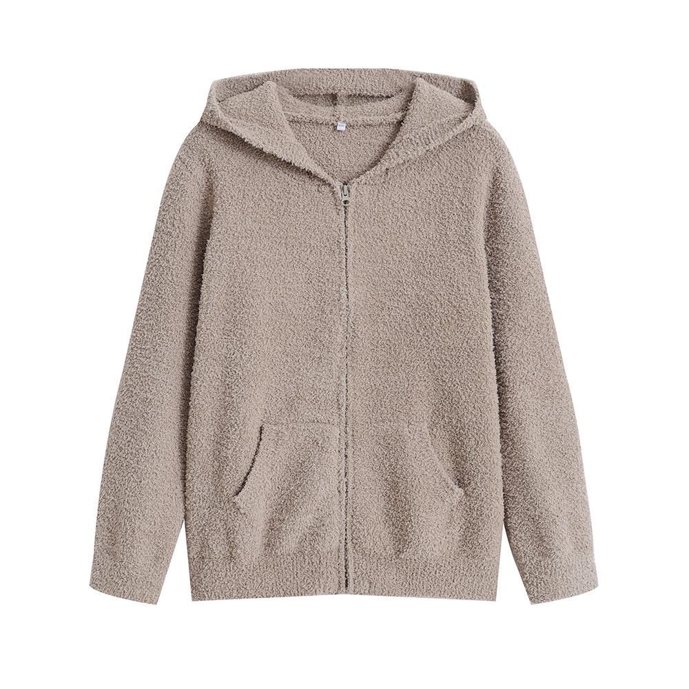 Японский стиль Muji: Теплый пушистый домашний костюм: Женская пижама с капюшоном и мужская пижама-кардиган с теплыми пижамными штанами.