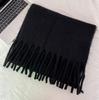 New Solid Color Thickened Warm Scarf Women's Winter High Sense White Versatile Lazy Fringed Shawl Scarf