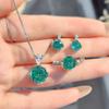 Octagonal Millennium Rose Cut Colorful Pink Diamond Pendant Set High Carbon Diamond Paraiba Ring Earrings