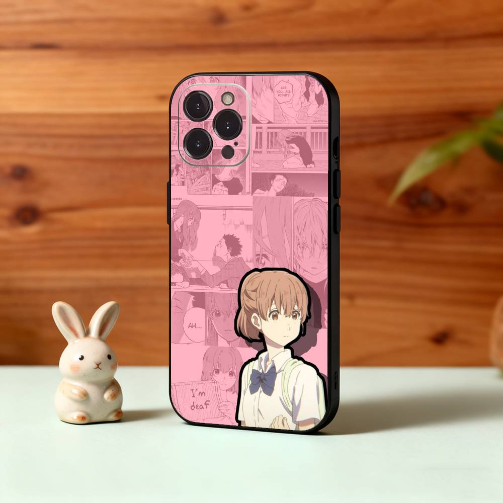 Koe no Katachi - Сёко Нисимия - Аниме Фильм Чехол для Телефона Для iPhone17,16,15,14,13,12Plus,Pro Max,XS,5G Мягкий Силиконовый Черный Чехол