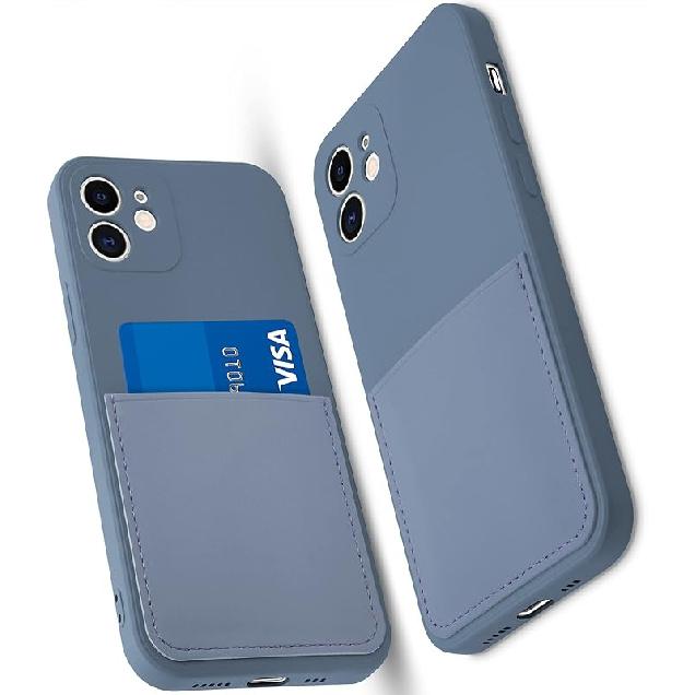 Silicone Wallet Phone Case for iPhone 11 6.1 Inch with Credit Card Holder Pocket, Full-Body Bumper Protection Camera Protect Case (Lavender Gray)