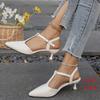 Fashion Sexy Pointed Toe Women's Sandals Shallow Mid Heels Elegant Official Pumps 2025 Trend Fashion Spring Dress Party Mujer Zapatillas