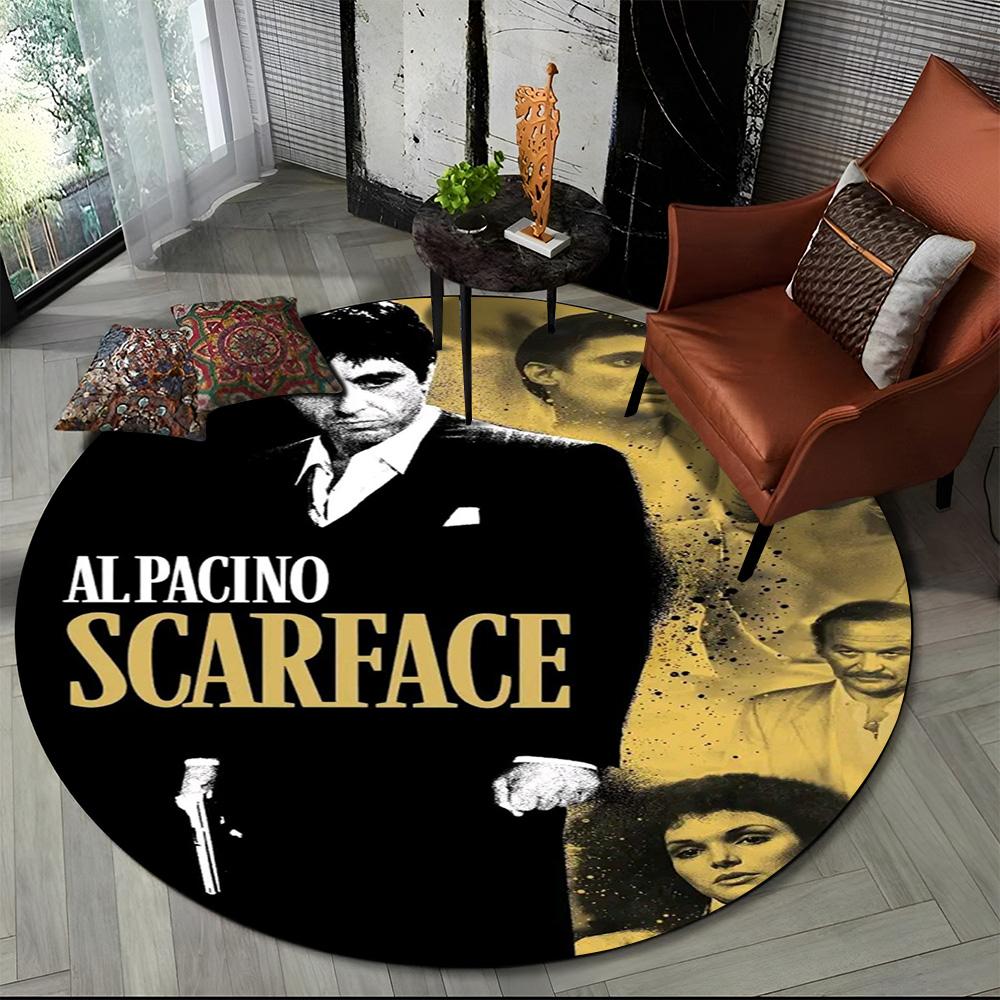 3D Печать Кино Лицо со шрамом Тони HD Круглый Ковер для Гостиной Спальни Детской Игровой Комнаты Декор, Коврик для Питомца Нескользящий Напольный Коврик