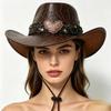 Summer American retro western cowboy hat, big brim, small face, outdoor travel, big head circumference hat, top hat
