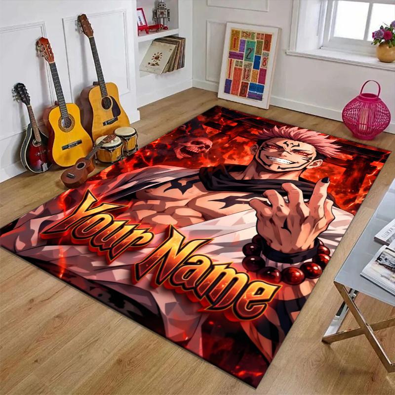 Sukuna Design Area Rug Personalized Name- Non-Slip, Soft & Cozy Floor Mat for Living Room, Office - Indoor/Outdoor Carpet