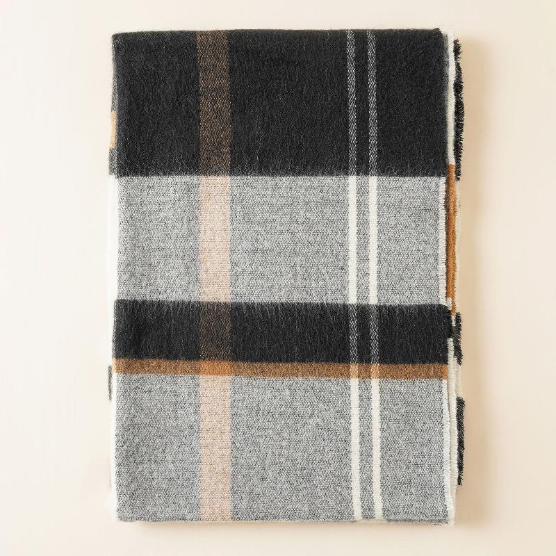 Autumn and Winter Plaid Color Matching Scarf, Trendy and Warm, Simple and Fashionable Korean Version of Literary and Warm Scarf