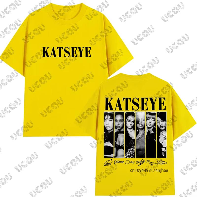 2026 New Vintage Korean Style Katseye Graphic Cotton WoUnisex Tshirt Summer Casual Kpop Streetwear Tees Oversized Unisex Tops