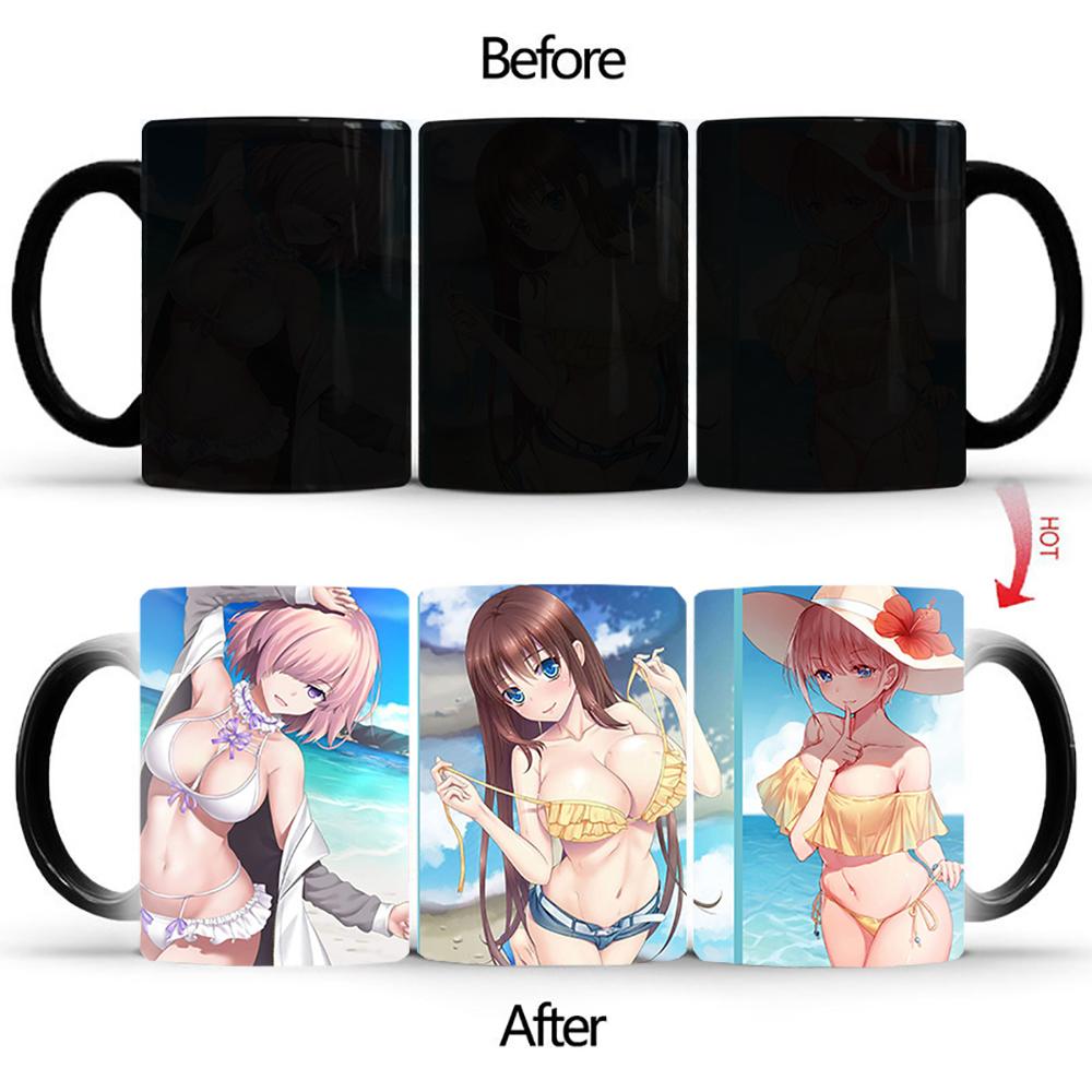 Сексуальная черная кружевная волшебная кружка BSKT-165 Чашки и кружки Керамическая чашка Кружки, меняющие цвет, обесцвечивающие кофейные кружки Аниме Персонализированные подарки