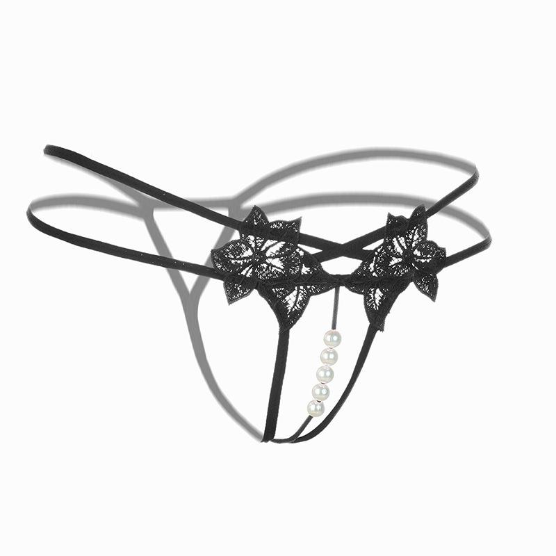 Sexy G-string T Panties Female Underwear Lace Thongs Women's Pants Sexy Pearl Panties Erotic Women Crotchless Panties Plus Size