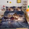 Рождественская Снежная Ночь 3D Принт Полиэстеровая Наволочка Пододеяльник Набор из двух или трех предметов