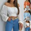 Sexy Off Shoulder Womens Tops and Blouses Puff Sleeve Tops Summer Flower Vintage White Women Shirt