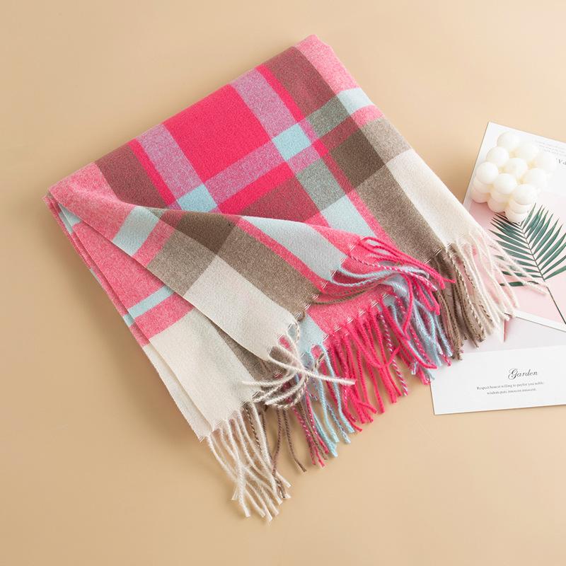 New Literary Retro Plaid Imitation Cashmere Scarf Women's Fashion Commuting All Match Warm Scarf Shawl