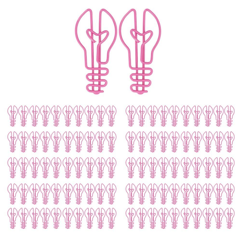 100pcs Yellow/Pink Cute Paper Clips Plastic-coated Metal Metallic Paper Clips  Office Supplies