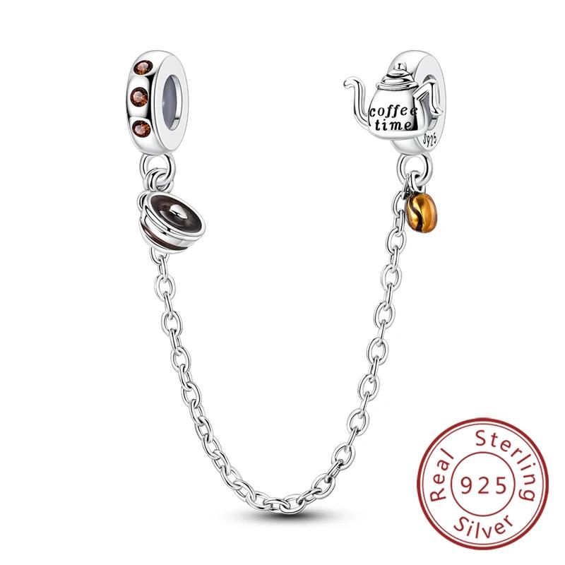 New Original Safety Chain Clasp Clip Charm Bead Copper Heart Bow Star Moon Fit Bracelet Diy Woman Girl Jewelry Gift