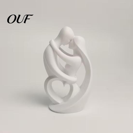 Unique Wedding Gift Ideas 3D Printed Abstract Couple Embrace Statue, Heart Hollow Love Figurine, Minimalist Creative DIY Hand Painting Crafts