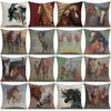 Realistic Horse Print Cotton Linen Square Cushion Cover Home Decor Pillow Case