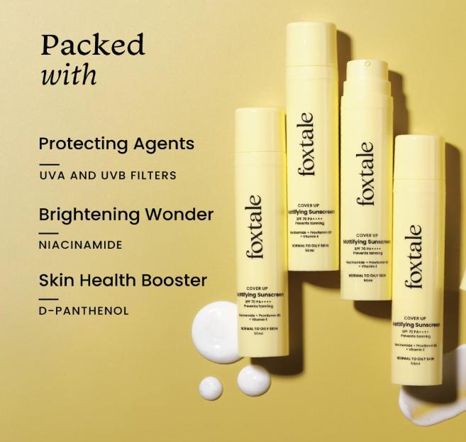 The Mattifying Sunscreen is Vegan, Dermatologically Tested, Cruelty Free, Sulphate Free, Paraben Free, and has a pH of 6-6.5. The