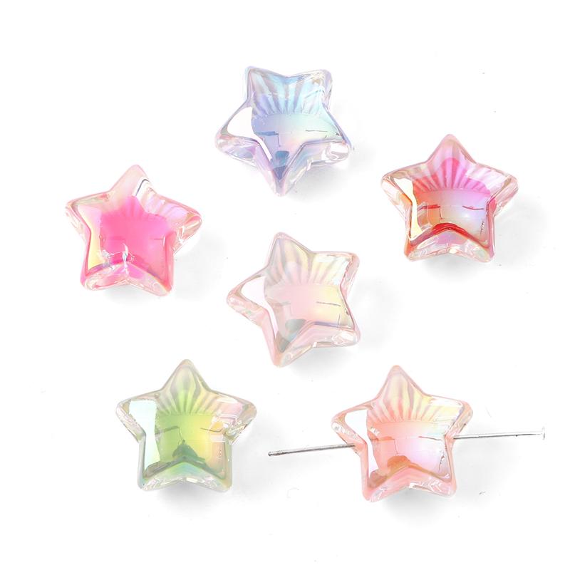 4 шт. случайные смешанные яркие цвета, эмаль, квадратная звезда, сердце, милые бусины для DIY, очаровательное ожерелье, браслет, ювелирное изделие, ремесленное изготовление