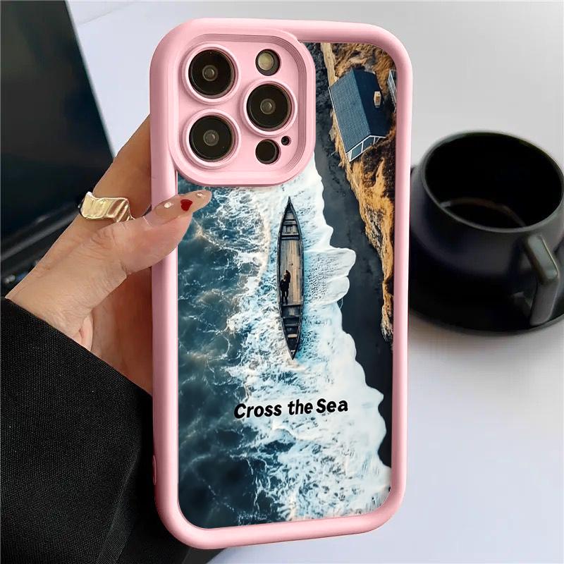 Синий морской принт противоударный чехол для iPhone 16 Pro Max 15 14 Pro 13 12 11 8 7 мягкий силиконовый защитный матовый чехол для телефона TPU