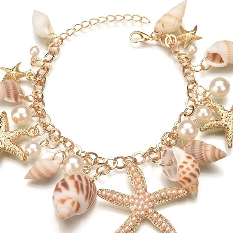 Her Lab Ювелирные изделия| Браслет с подвеской в ​​виде морской звезды, жемчужный браслет, браслет на удачу, упаковка шкатулки для драгоценностей