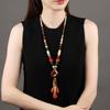 GemChic Women's New Vintage Ceramic Pendant Long Necklace Adjustable Classical Ethnic Chain Fashion Birthday Christmas Jewelry Gift