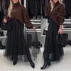 Women's Tulle Skirts High Waist Midi Skirt Black Mesh Flowy Party Dress Long Tutu Skirt for Wedding Party Cocktail Prom