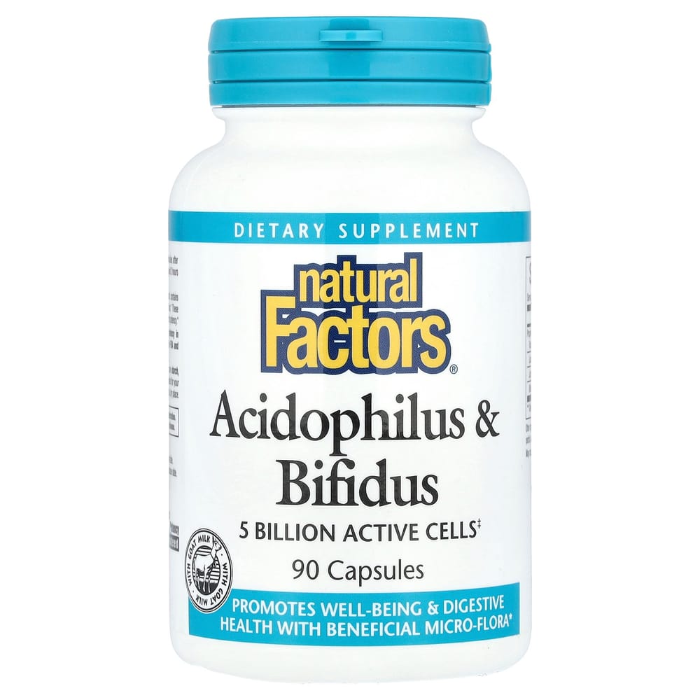 Natural Factors Acidophilus & Bifidus 5 Billion Capsules, 90 Tablets