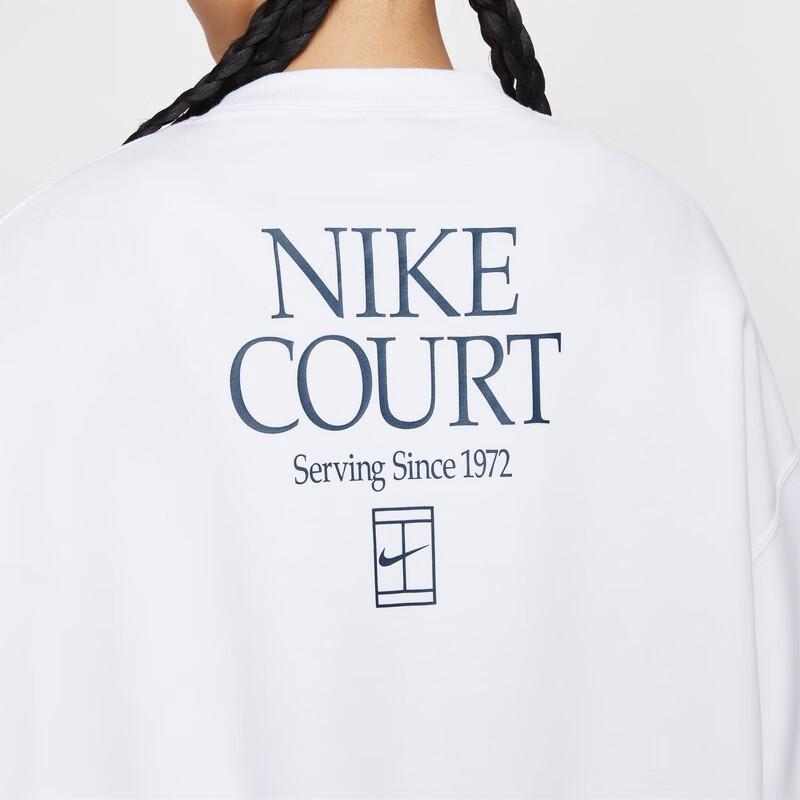 Nike COURT HERITAGE Спортивный пуловер с флисовой подкладкой, с круглым вырезом, женский, белый IO0485-100