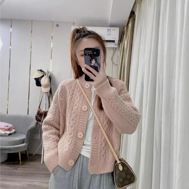 Свободный топ с перекрутом под горло, женский, новый вязаный кардиган-жакет на весну, осень и зиму