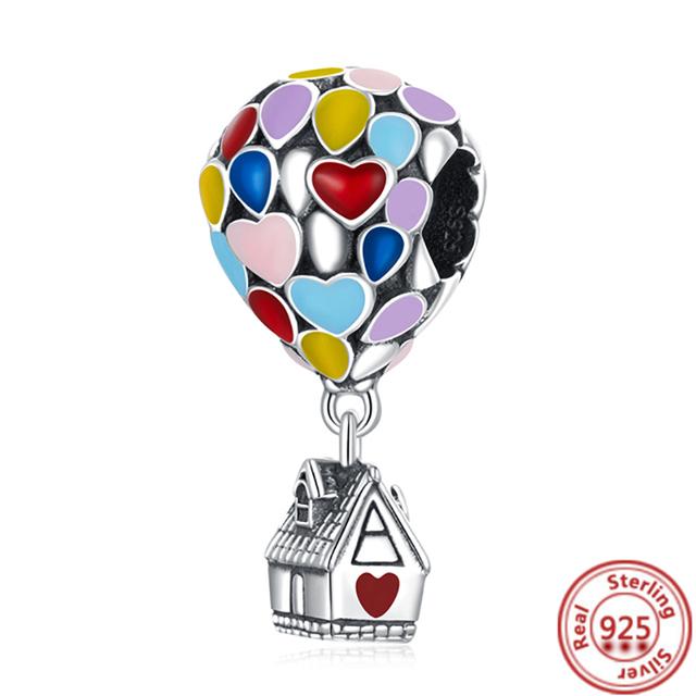 925 Серебряных Красочных Воздушных Шаров Дом Сердце Подвески Для Мальчиков Девочек Классические Бусины Подходит Подвески Браслет Ювелирные Изделия