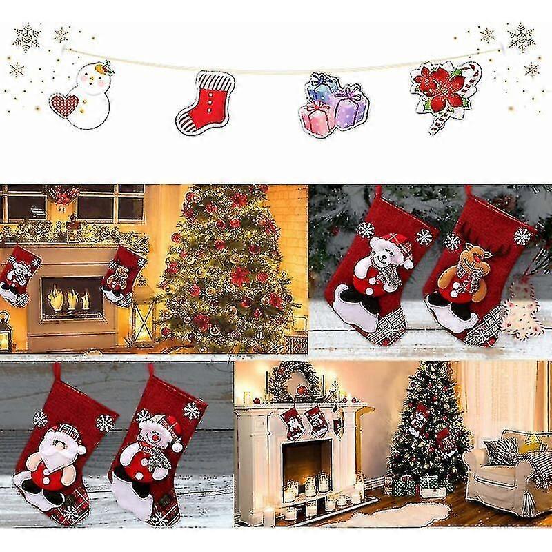 Christmas Socks To Hang Large Christmas Sock Gift Personalized Snowman And Reindeer Christmas Stockings Xmas Gift Bag For Christmas Decoration Firepla