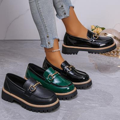 Лоферы нового стиля больших размеров, повседневная женская обувь на толстой подошве, туфли-одинарки на толстом каблуке