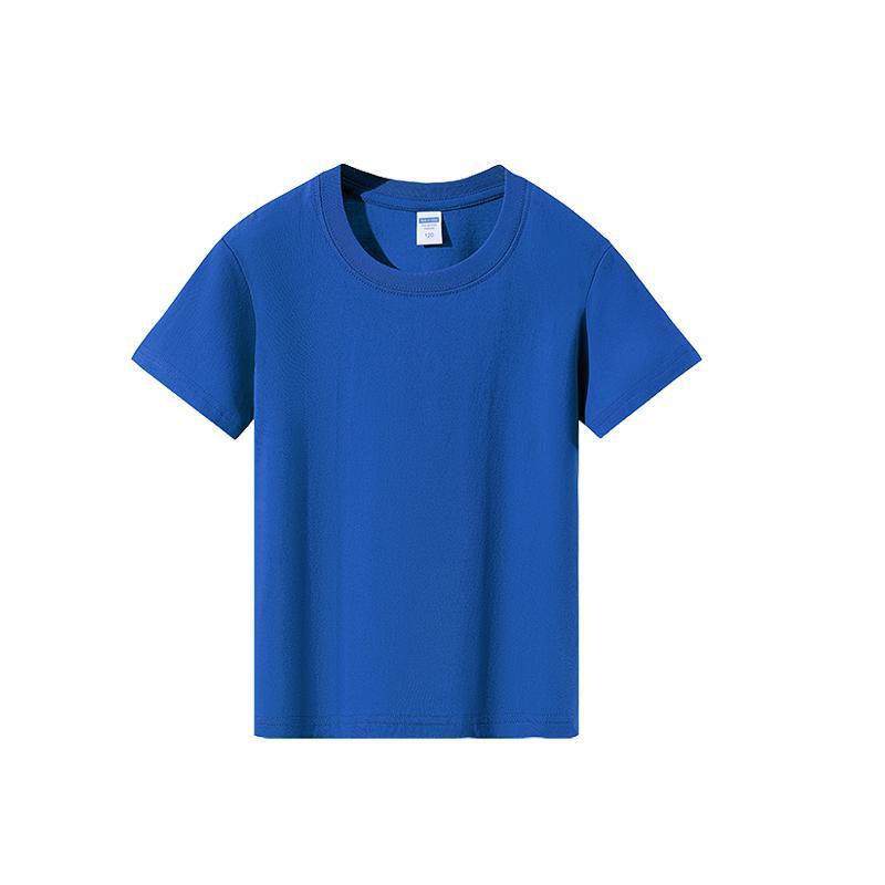 Детская футболка из 100% хлопка, 190 г/м², с коротким рукавом, однотонная, летняя одежда для мальчиков и девочек, свободный повседневный топ с коротким рукавом