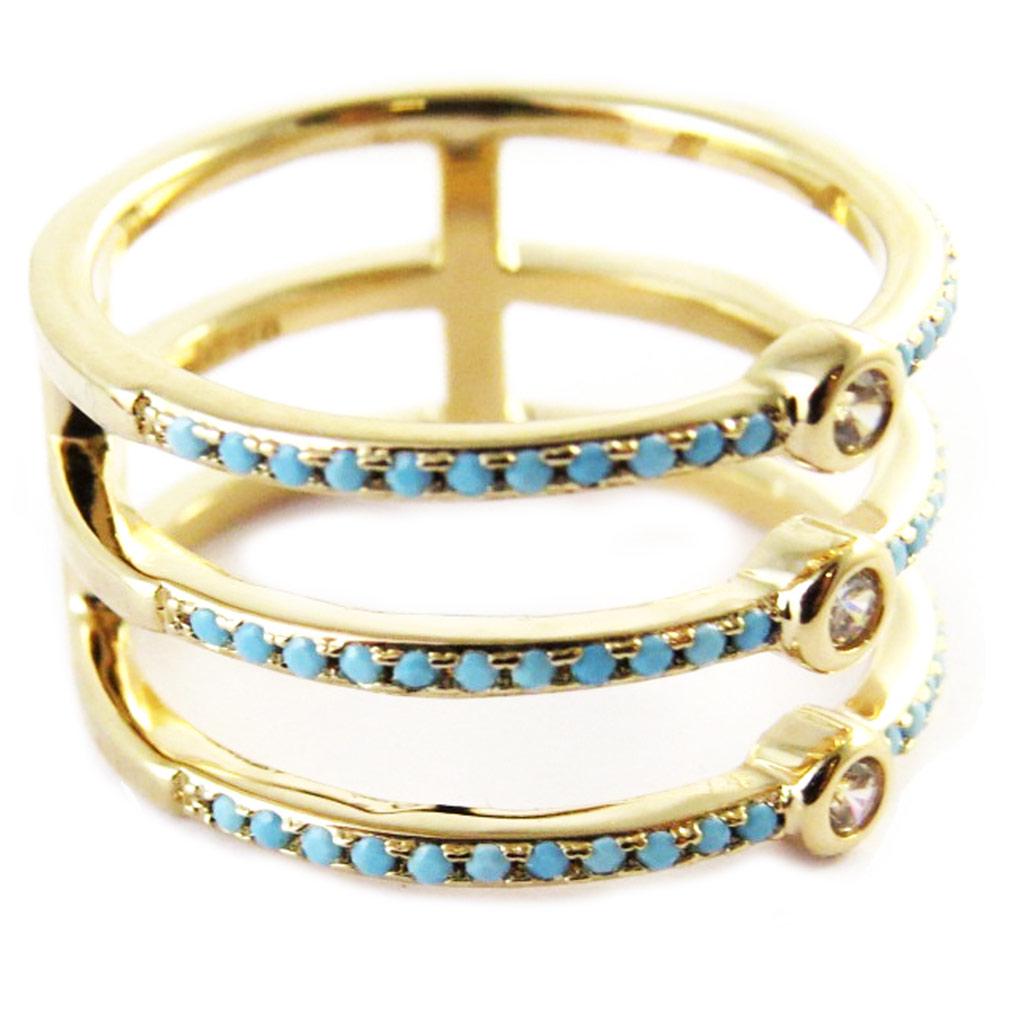 Gold Plated Ring 'Navajos' Golden Turquoise - 13 Mm