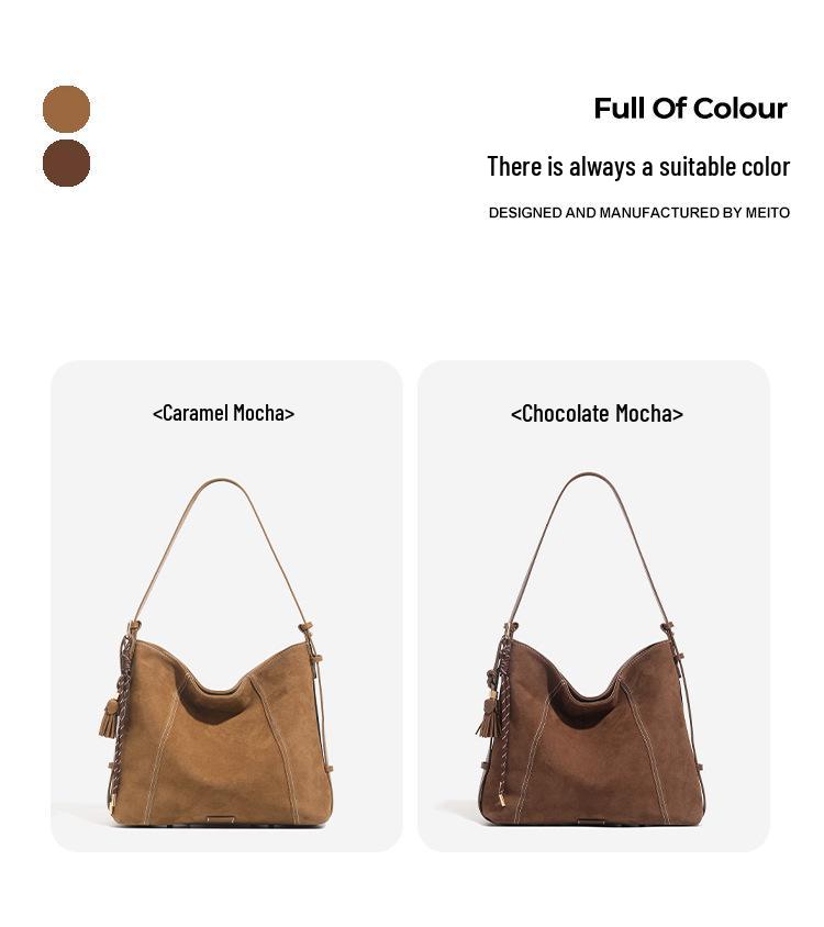 2025 Расслабленная Ретро Замшевая Сумка-Хобо Тоут - Большая Вместимость Сумка через Плечо